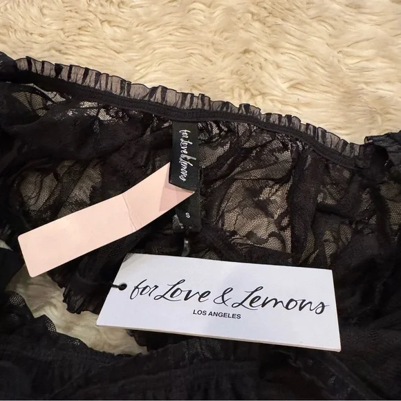 NWT For Love and Lemons Belle Longline Bra in Black - Size Small - Picture 7 of 7